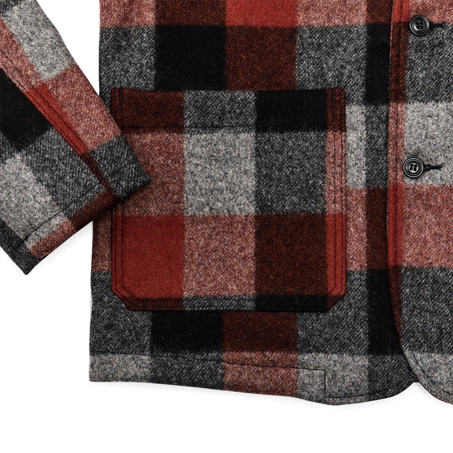 FILSON MACKINAW WOOL BLAZER - Black/Charcoal/Rust Buffalo Check