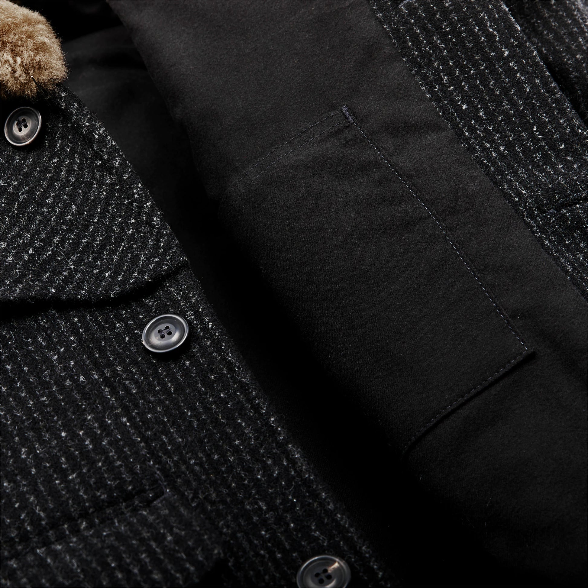 FILSON LINED MACKINAW WOOL PACKER COAT - CHARCOAL BLACK/ROPE STRIPE ...