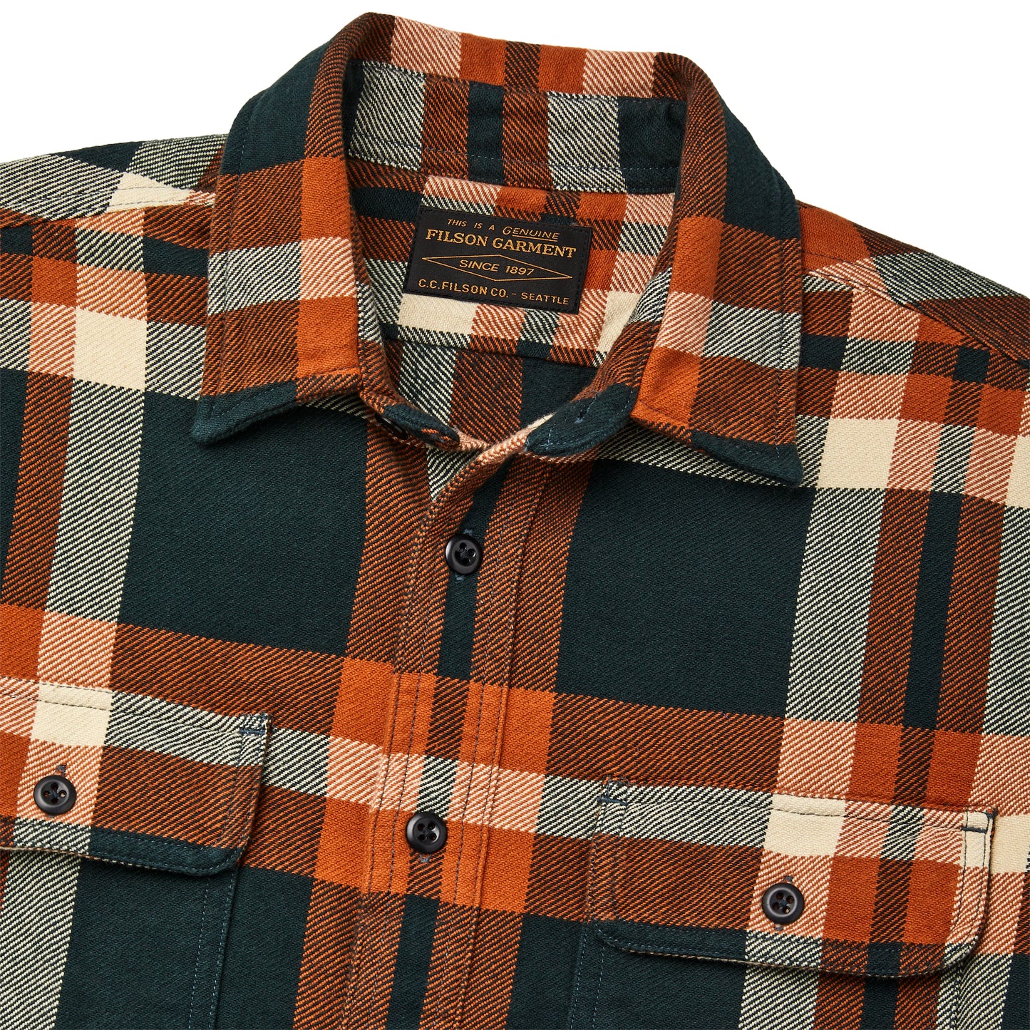 FILSON VINTAGE FLANNEL WORK SHIRT - Fir/River Rust Plaid