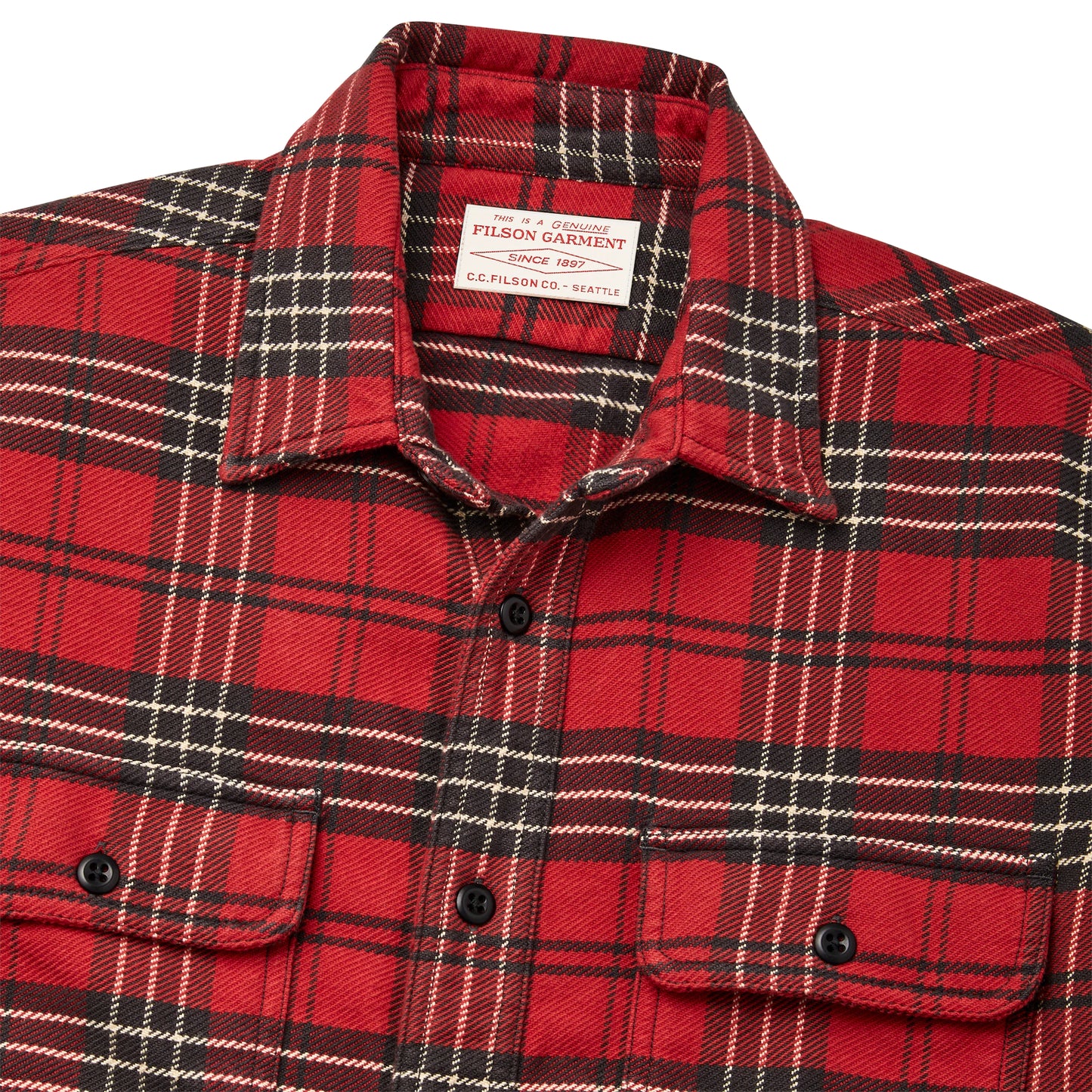 FILSON VINTAGE FLANNEL WORK SHIRT - Beacon Red/Quarry Stone Plaid