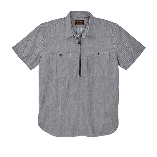 FILSON SHORT SLEEVE MECHANIC SHIRT - NAVY/GRAY HICKORY STRIPE